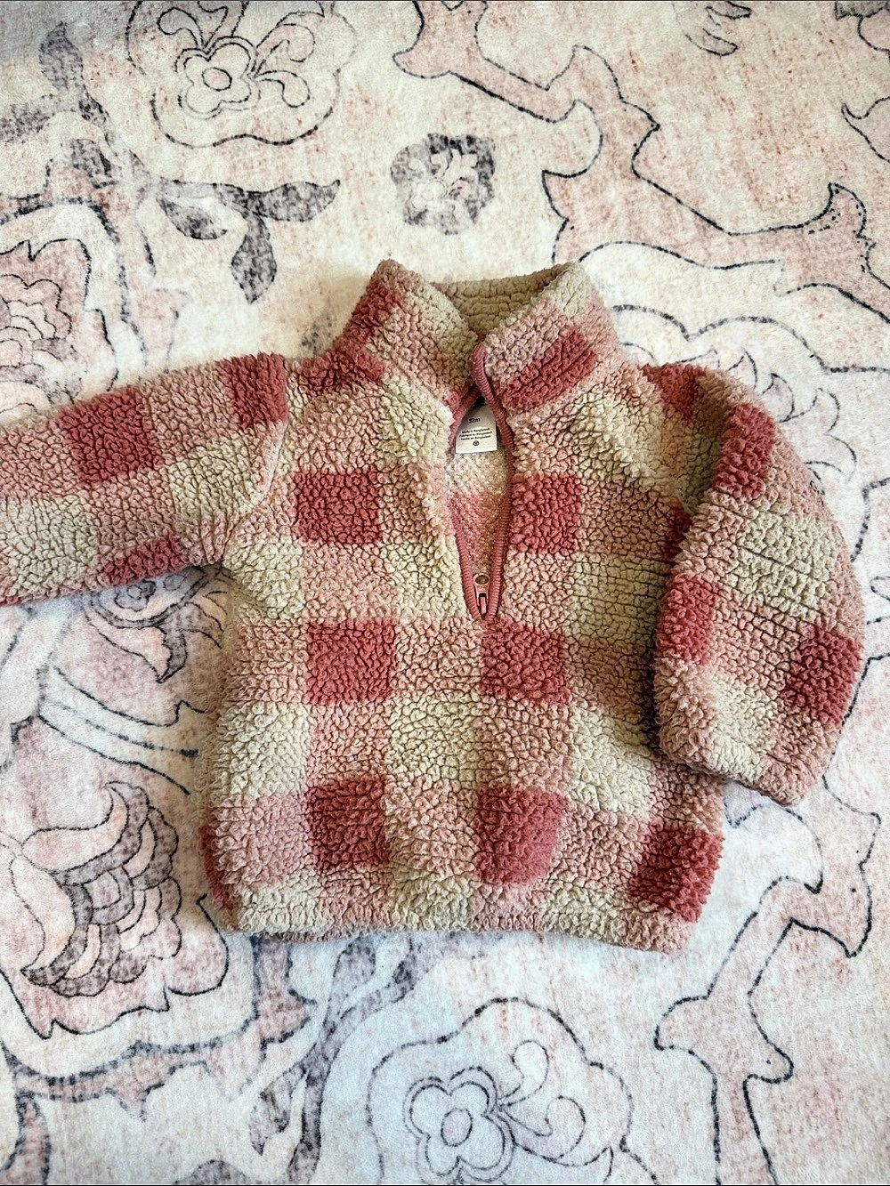 carter's Plaid Fleece Jacket Pink & Green Size 12m Like New